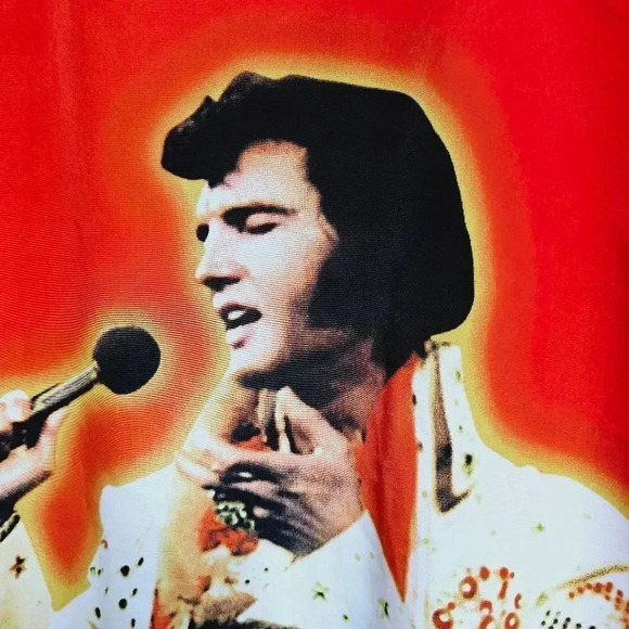 Elvis Presley vintage rare button front Hawaiian photo shirt Large - Picture 9 of 11